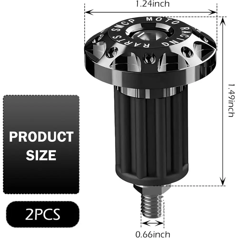 2 PCS Motorcycle Bar End Plugs, Alloy Handlebar Grip End s, it or Motorcycles with Handlebar Inner Diameter o 16-18MM (Black) image 2