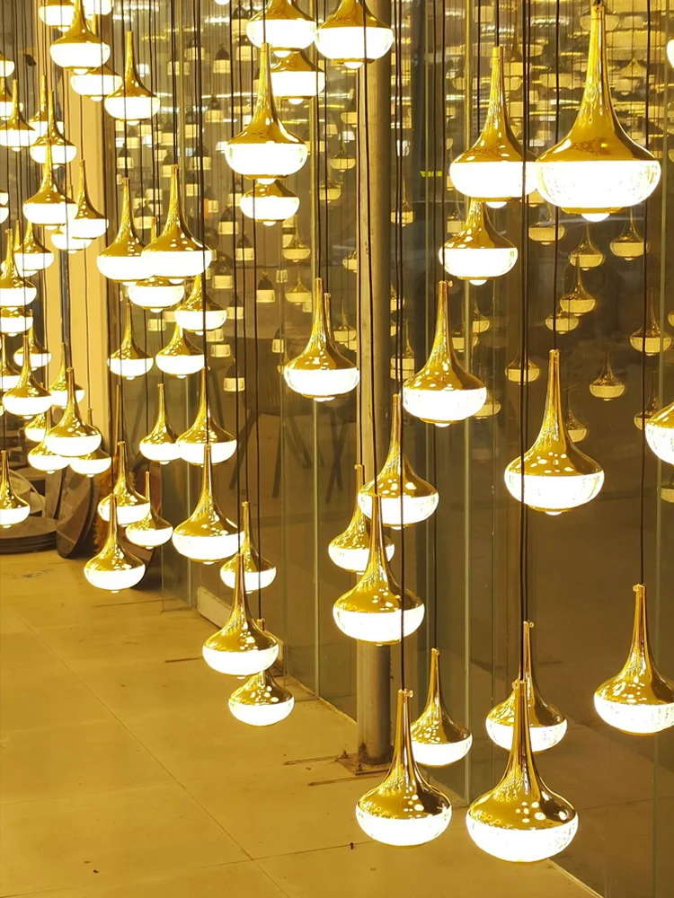 

LED Chandelier For Indoor Lighting Suspended Living Room And Bedroom Pendent Lamp Modern Style Double Attic Stairs Pendant Light