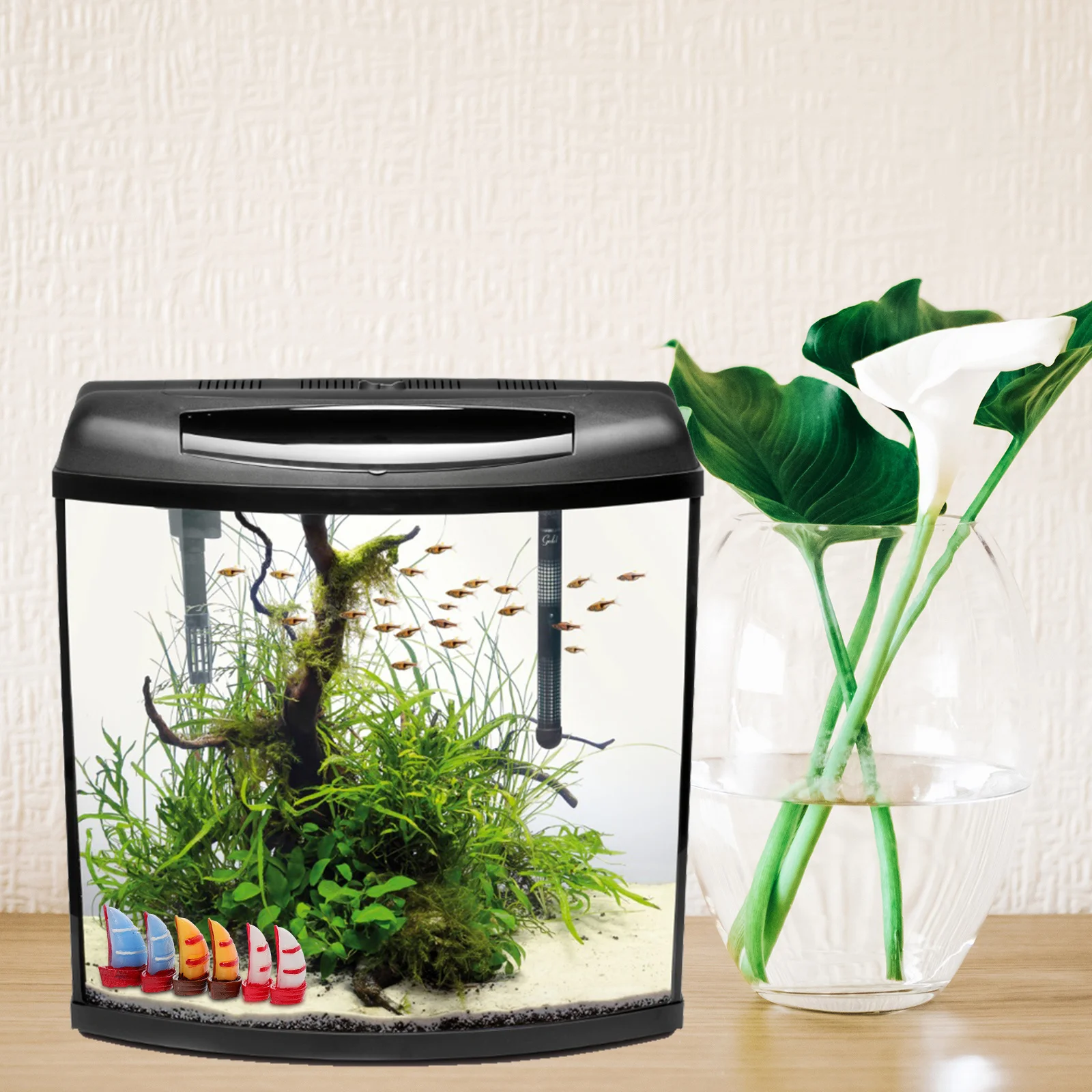 

15 Pieces Realistic Resin Sailboat Decorations Mini Scene Craft Ornaments for Fish Tank Pot Plant Home Desktop Landscape