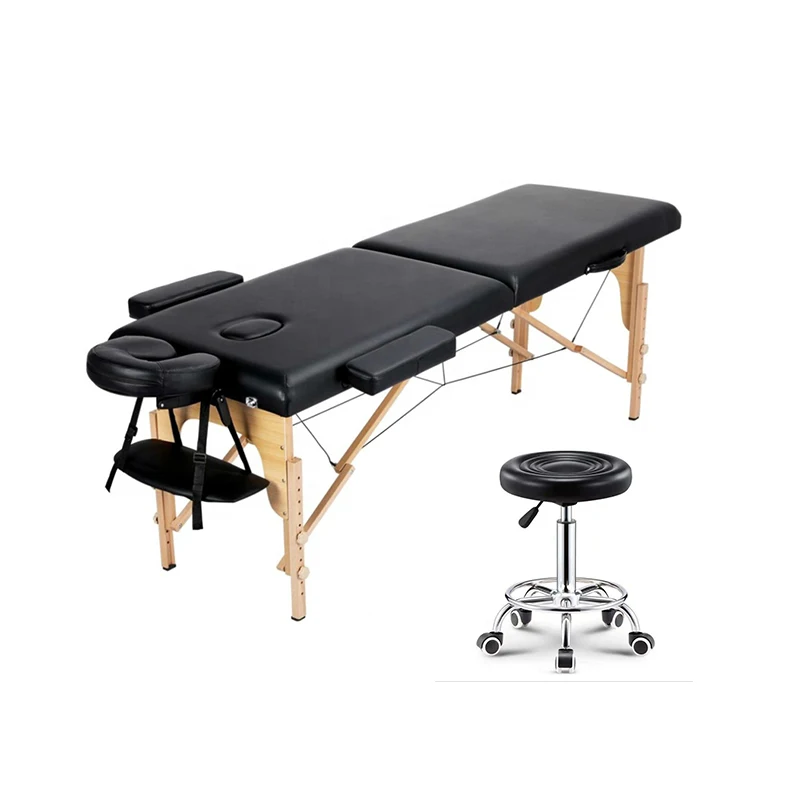 New wooden SPA bed massage table adjustable portable folding adjustable height massage bed