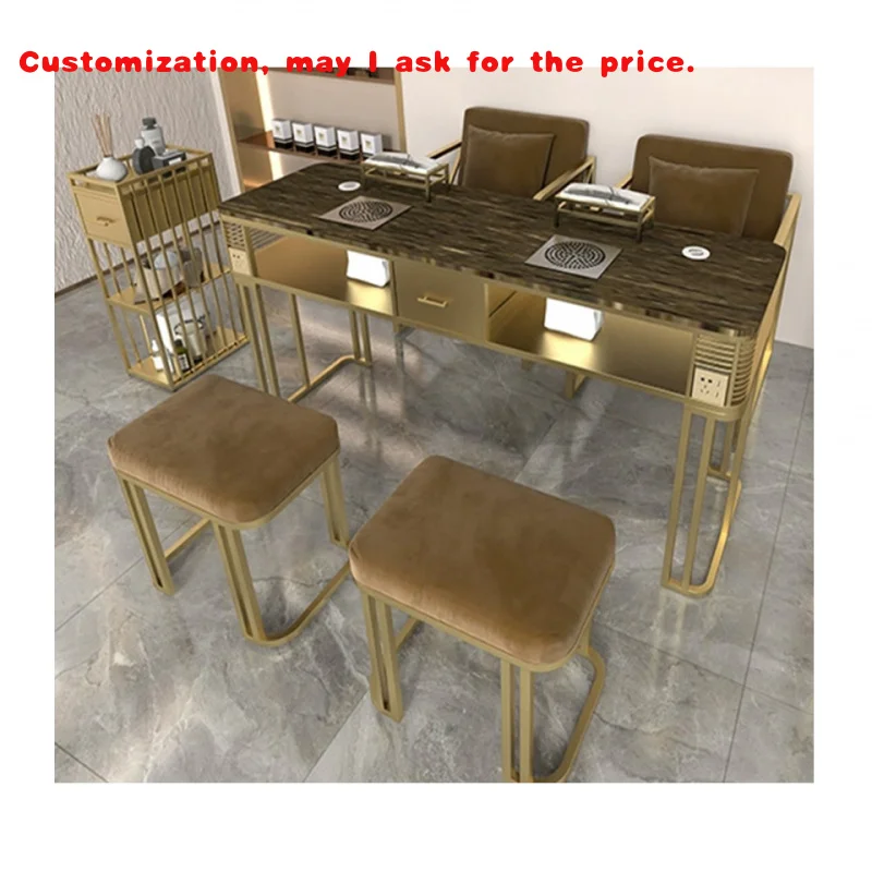 custom.Hochey Nice Nails Bar Station Salon Furniture Wood Nail Tables Nail Desk Manicure Table With Chair Modern Customized