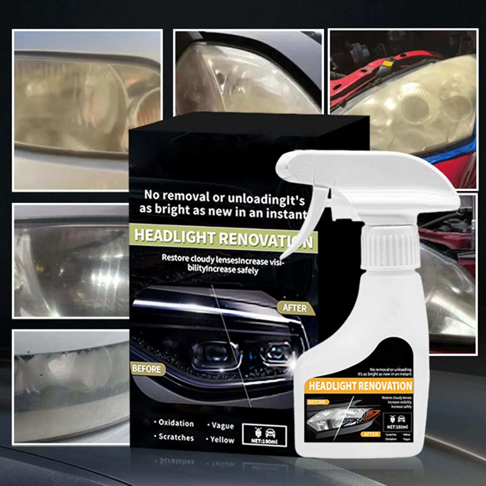 Automotive Headlamp Restoration Fluids Oxidized Kit Heat-Resistant Protection Vehicle Resale Value