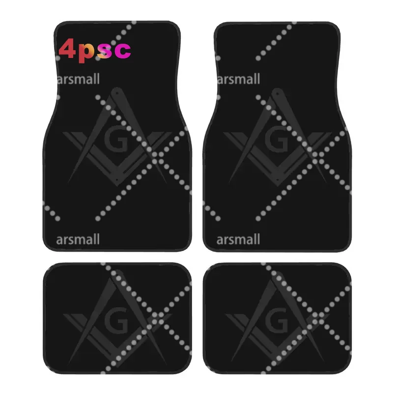 4PCS Crystal Velvet Car Floor Mats Freemason Stealth Masonic Symbol Anti Slip Universal Auto Front And Rear Foot Mats