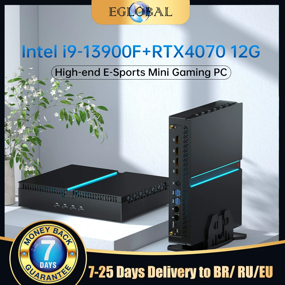 Eglobal i9 13900F 13700 NVIDIA RTX4070 12G, PC Mini 64GB PCIE4.0 Windows 11, komputer PC Mini Desktop WiFi6