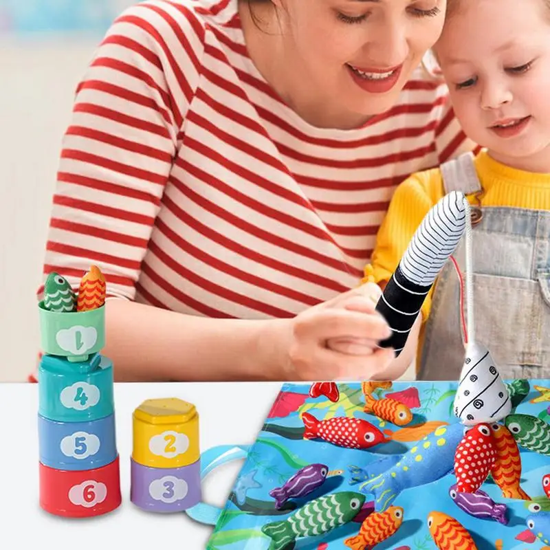 Doekvisspeelgoed Visspel Doek Sorteren Leren Visspeelgoed Veilig Plezier Bijpassende puzzel Educatief speelgoed voor Thanksgiving Pasen