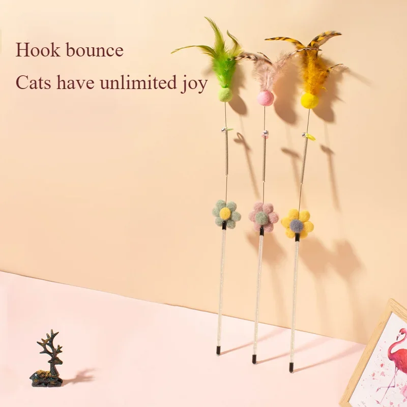 

Cat Long Wire Hairy Ball Feather Extended Teasing Pole Scratching Gnawing Pet Supplies Toys