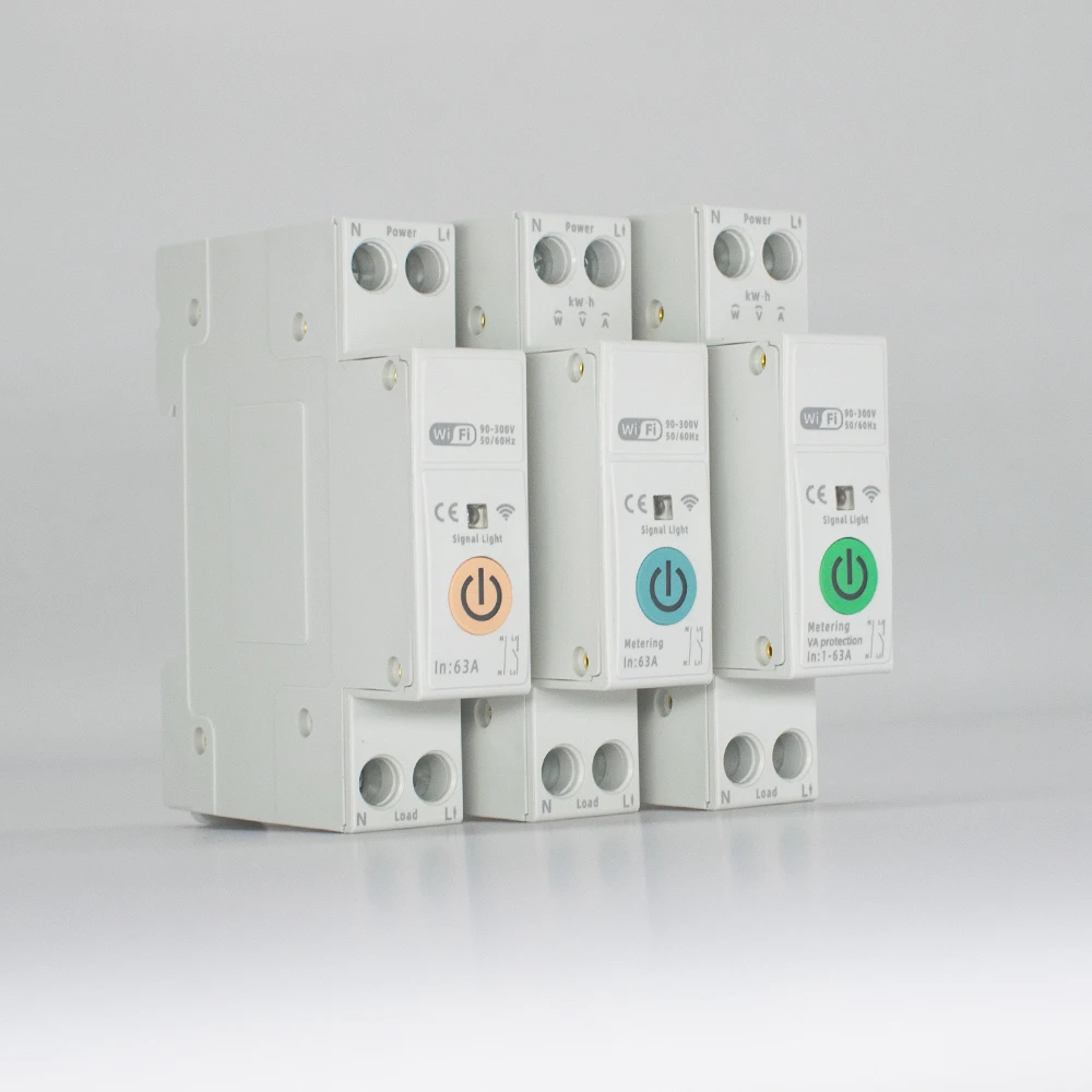 WIFI Circuit Breaker Switch Smart Tuya Energy Meter Voice Remote Control Timer Relay Voltage Current Protection 1-63A Adjustable