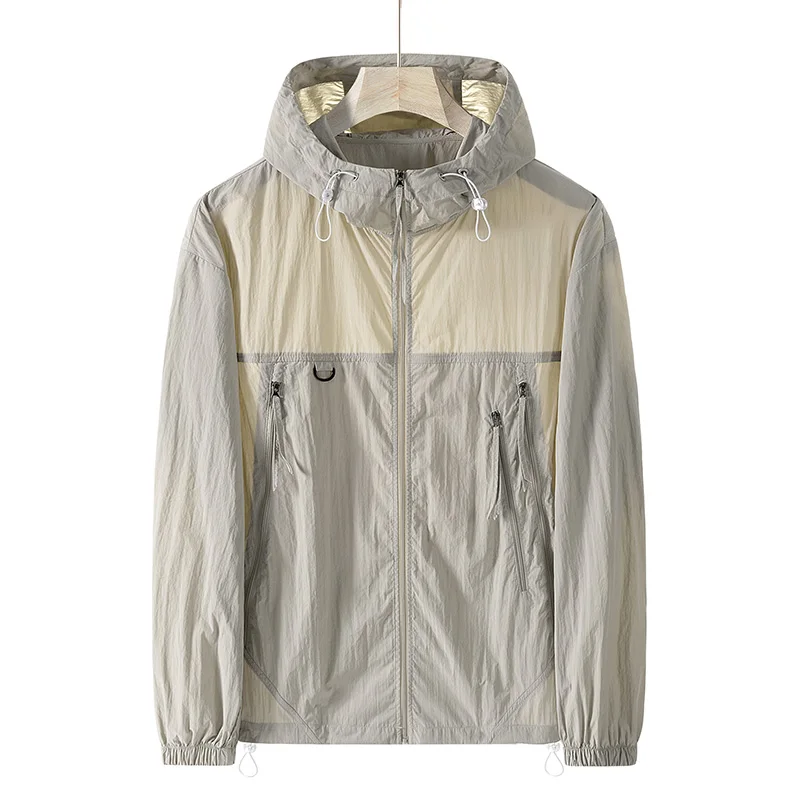 Men's Outdoor Mountaineering and Hiking UV Resistant Splicing Jacket Trendy Lightweight Breathable Long Sleeve Sunscreen Clothes
