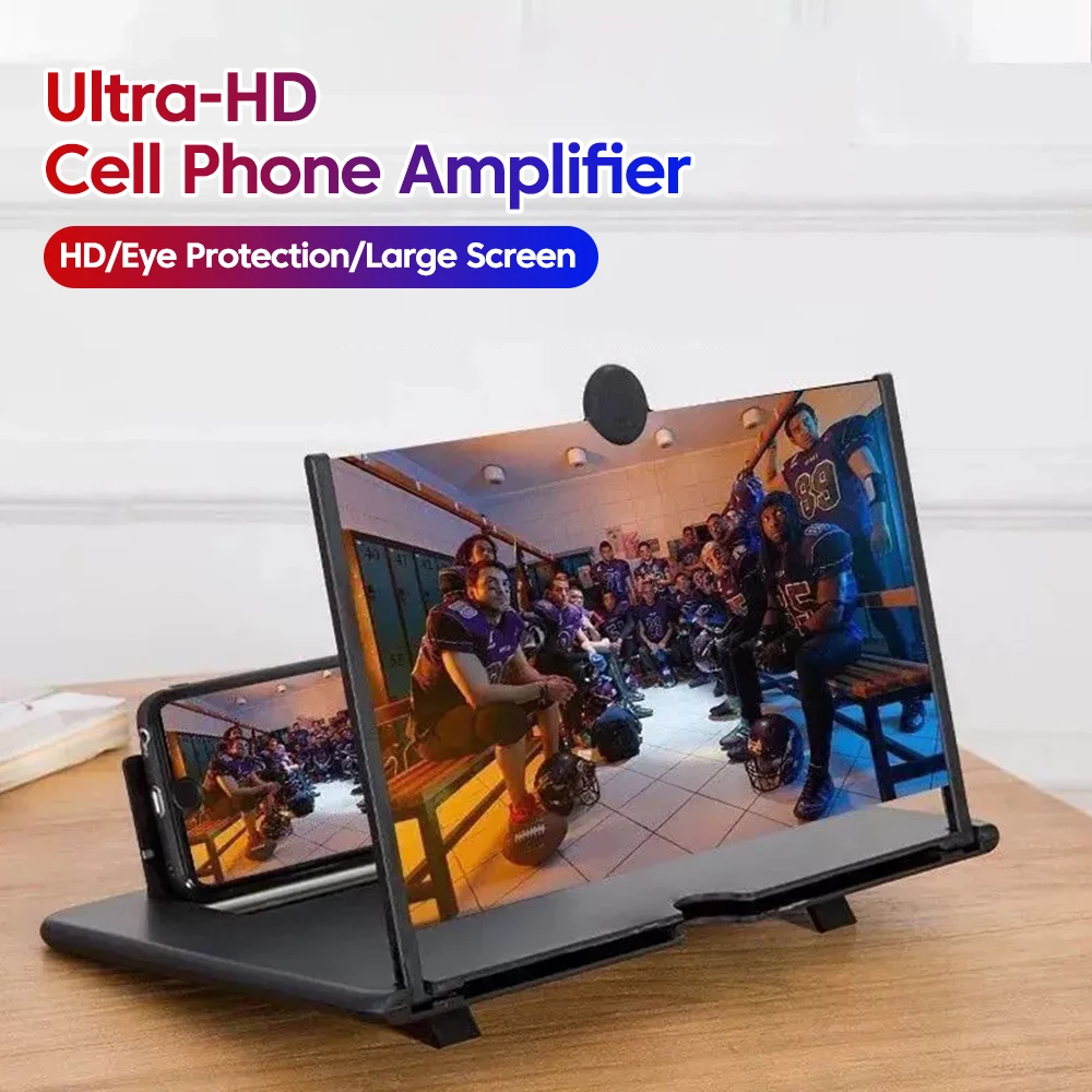 Amplificador de Tela para Celular de 12/10 Polegadas, Lente de Aumento HD para Vídeo, Suporte Projetor para Todos os Smartphones