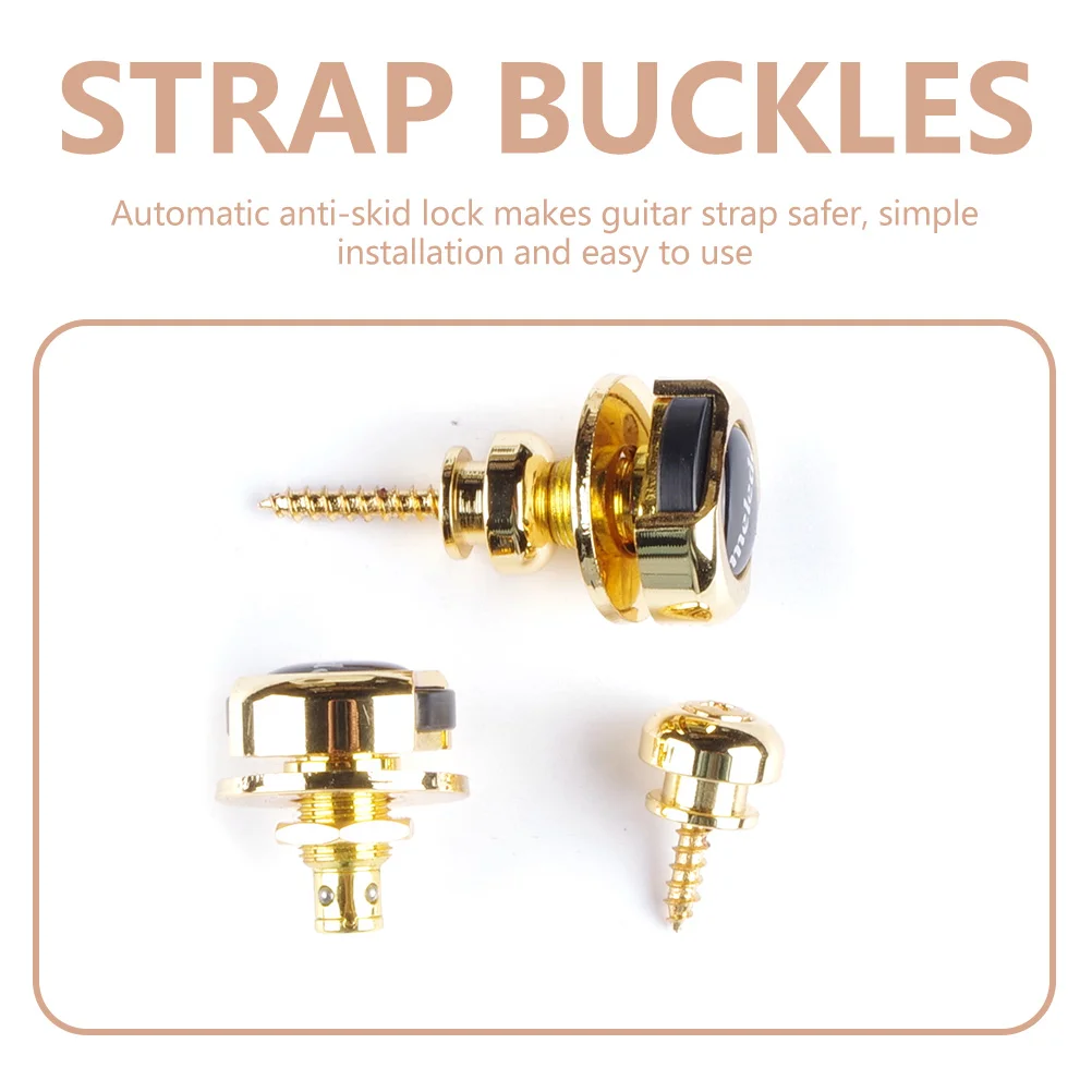 2 Pcs Guitar Strap Buckle Lock Clamp Bass Belt Nails Zinc Alloy Removal Anti-skid Button Pin