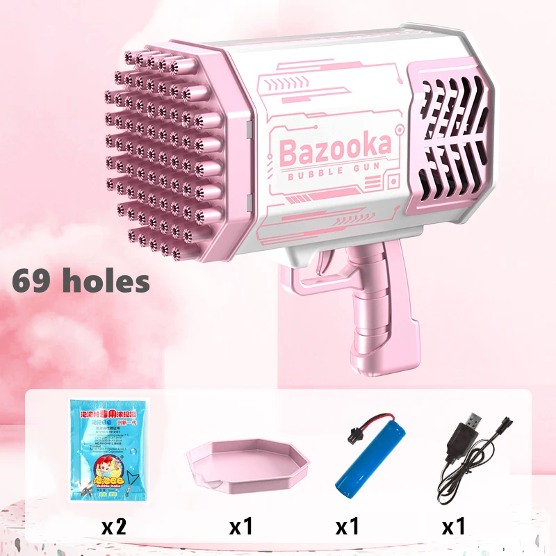 

Super Electric Rocket Bubble Gun Toy with Colorful Light Automatic Gatlin Bubbles Soap Maker Machine Guns Outdoor Toys for Kids