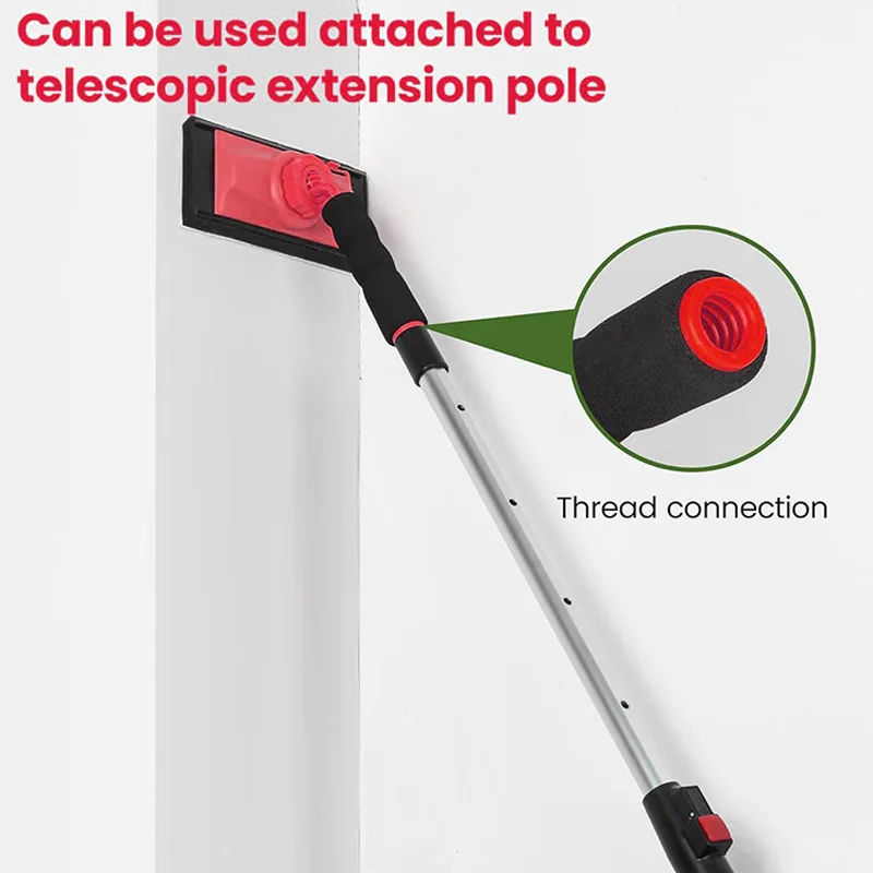 Paint Brush Flat 23x18cm for Wall Use with 360 Rotatable Handle Soft Grip EVA and Threaded Pole Mounting System