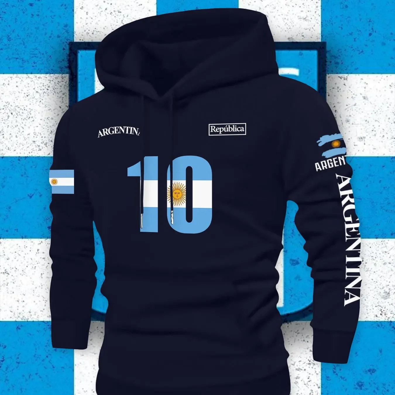 Men's Argentina Soccer Hoodie Sweatshirt No.10 Print Argentina Flag Graphic Streetwear Casual Sportswear Pullover Fall Winter