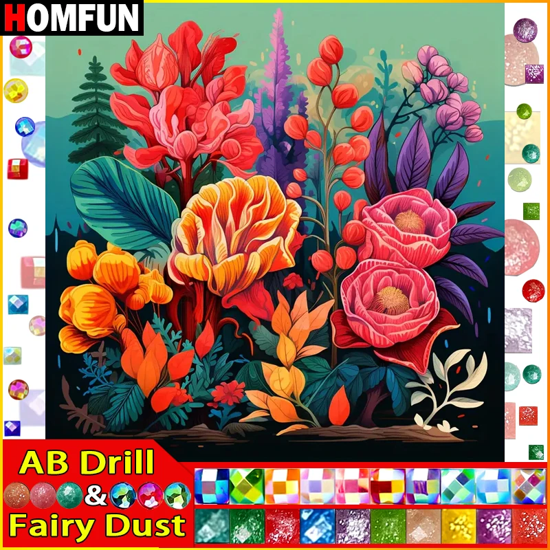 HOMFUN Fairy Dust AB Diy Full Square Round Drill 5D Diamond Painting Diamond Embroidery 