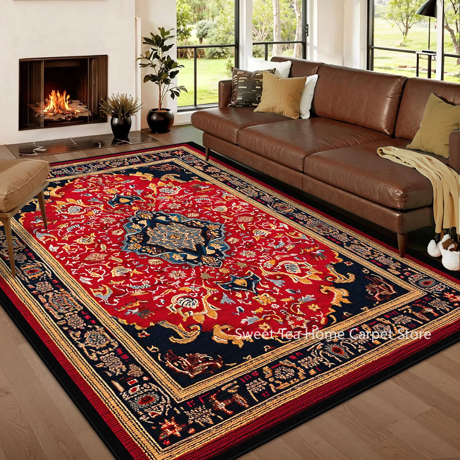 

Персидский ретро ковер, украшение для гостиной, дома, спальни, короткие бархатные коврики, нескользящий моющийся настраиваемый ковер, гардеробная