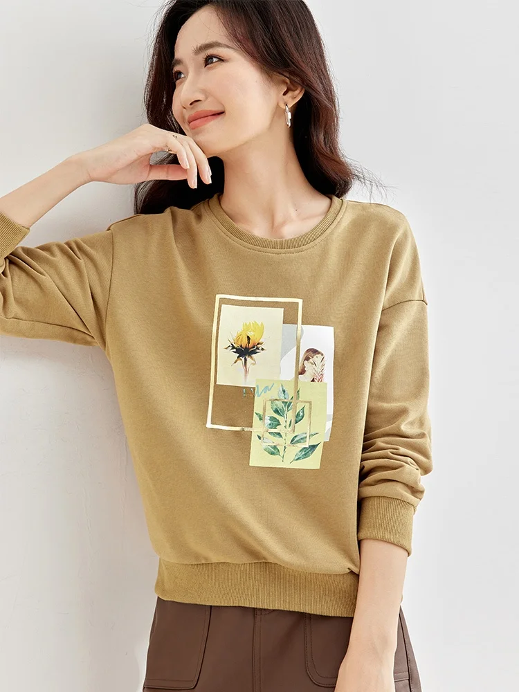 Suda Hoada con Estampado Fresco para Mujer, Manga Larga, Estilo Informal Artístico, Nueva Colección de Otoño, Mezcla de...
