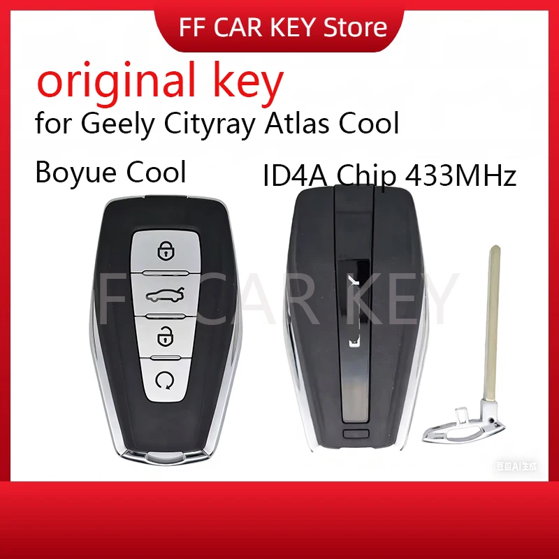 Original Smart Remote Key ID4A Chip 433MHz for Geely Cityray Atlas Cool Boyue Cool