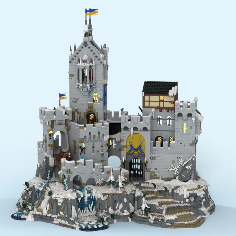 

8769pcs MOC European Medieval mountain fortress base Model DIY creative ideas child Toy Assembly Puzzle birthday Gift MOC-910029