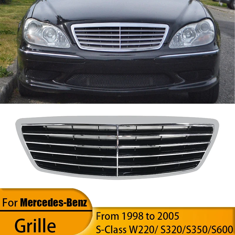 

For 98-05 Mercedes-Benz S-Class W220 S320 Center Mesh Grille S350 S600 Front Center Mesh