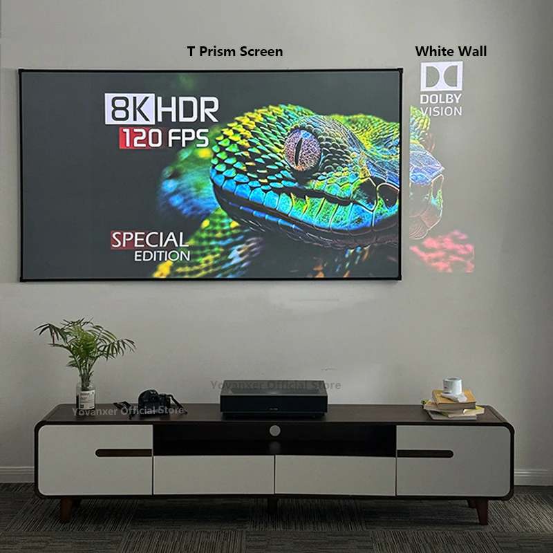【UST】60~150인치 T 프리즘 프로젝션 스크린 ALR 주변광 차단 UST 초단초점 프로젝터 4K 3D용 하이엔드