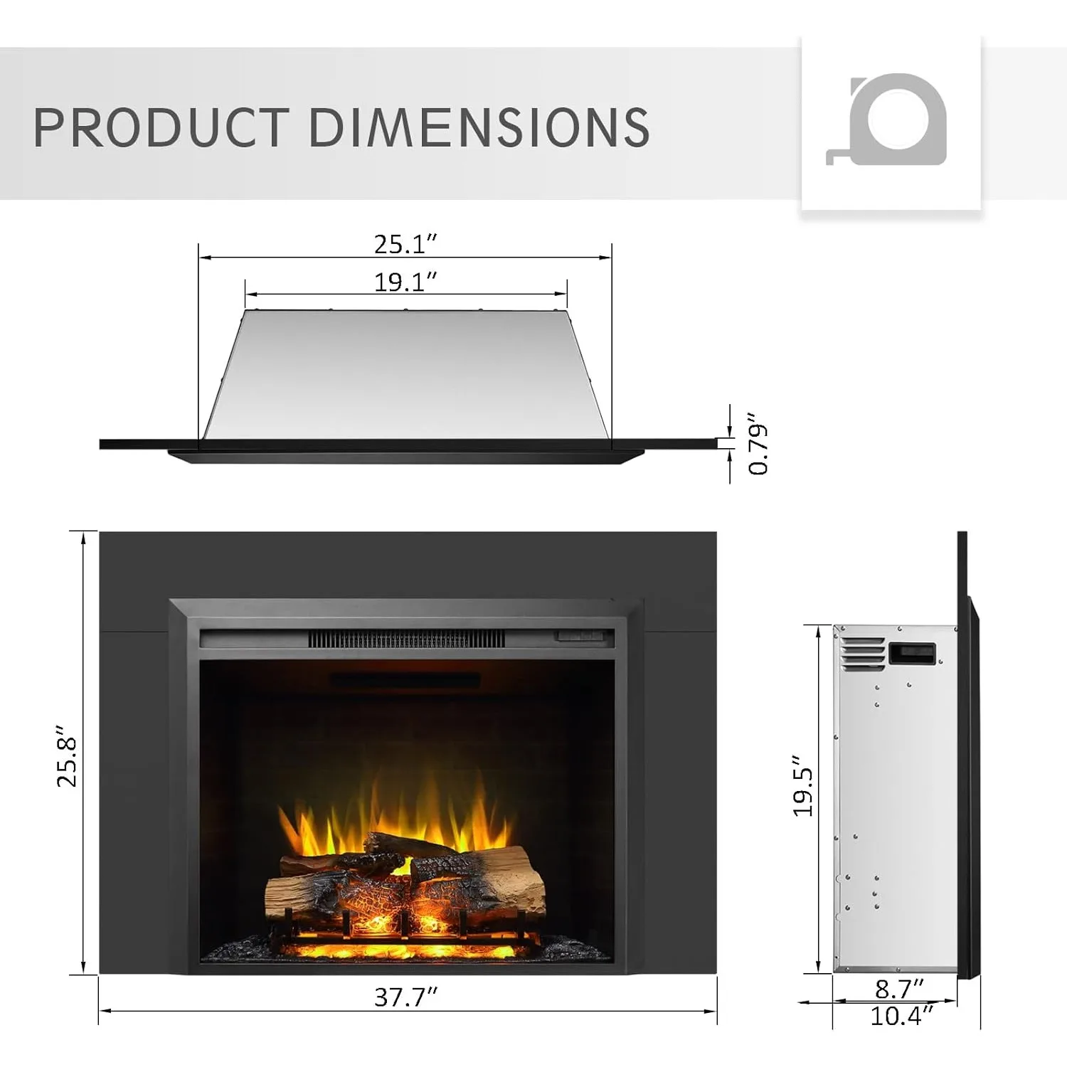 28 بوصة مع مجموعة أدوات التشذيب، مدفأة كهربائية، سخان الموقد 750/1500 وات، صوت تكسير النار، سرعة لهب قابلة للتعديل