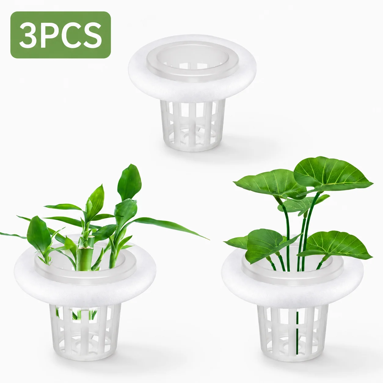 3Pcs Floating Aquarium Plant Holder with White Foam Floating Ring, Aquatic Plant Cultivation Basket, Fish Tank Hydroponic Plante