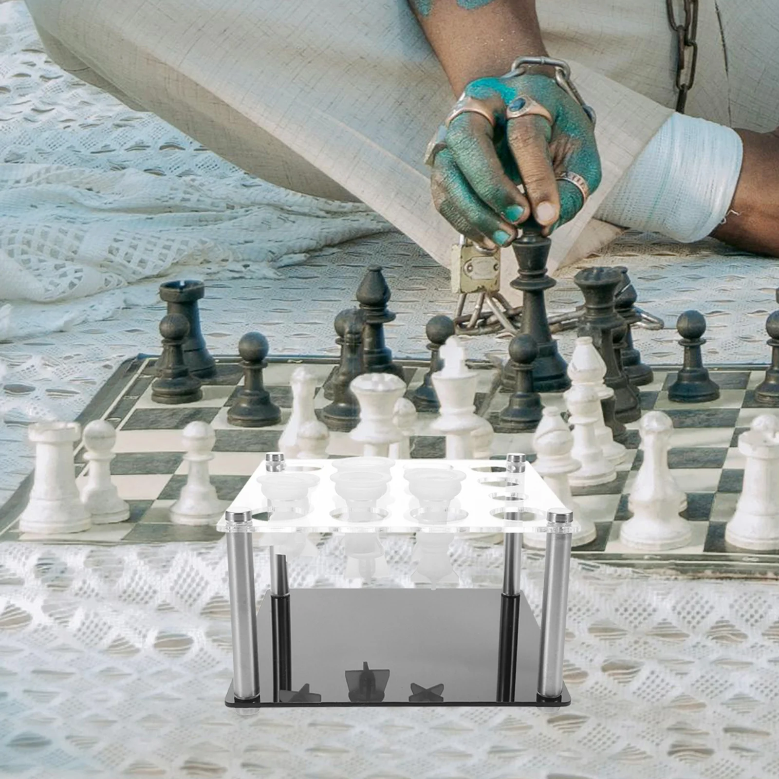 Chess Piece Mold Storage 1Set Acrylic Stand Holder DIY Projects Versatile Apertures Stable Base Epoxy Resin Accessories