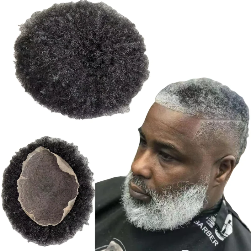 

Монгольские девственные человеческие волосы, 6 мм, волнистый парик # 1серые кружевные блоки для Black Menn