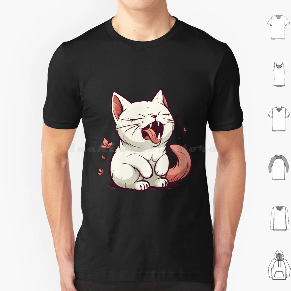 Aaahhhhh!!! Yawning Kitty T Shirt 6xl Cotton Cool Tee Cute Cat Illustration Cartoony Cat Design Meowing Cat Art Playful Cat