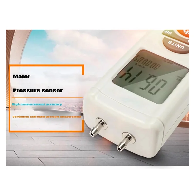 A03F-HT-1890 Pengukur Tekanan Gas Manometer Digital dengan Penahan Data Pengukuran Tekanan Udara Port Ganda Meteran Penguji Gas HVAC