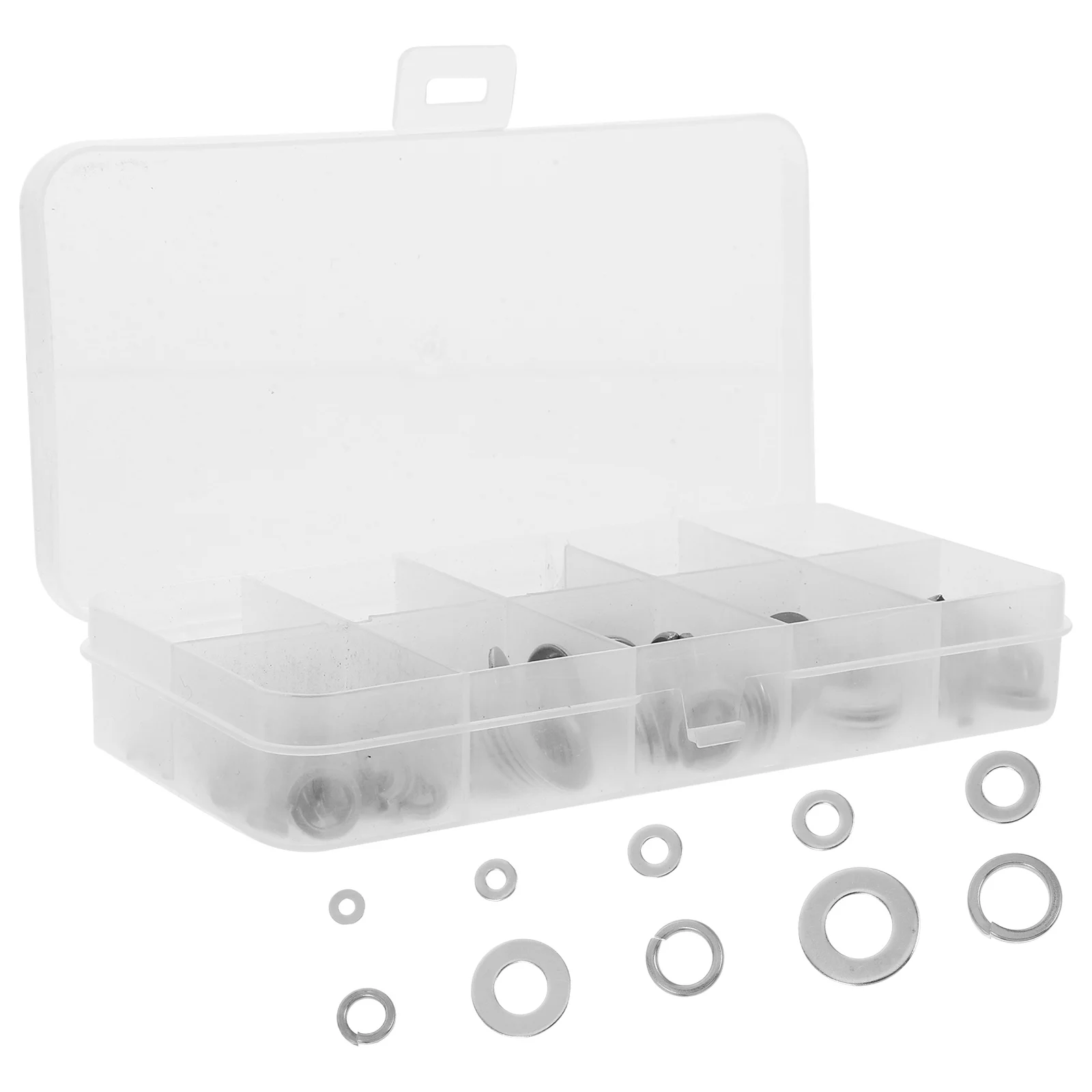 

260 Pcs Stainless Steel Washers Flat Lock Spring Galvanized Rust Resistant Home Automotive Electronics Machinery