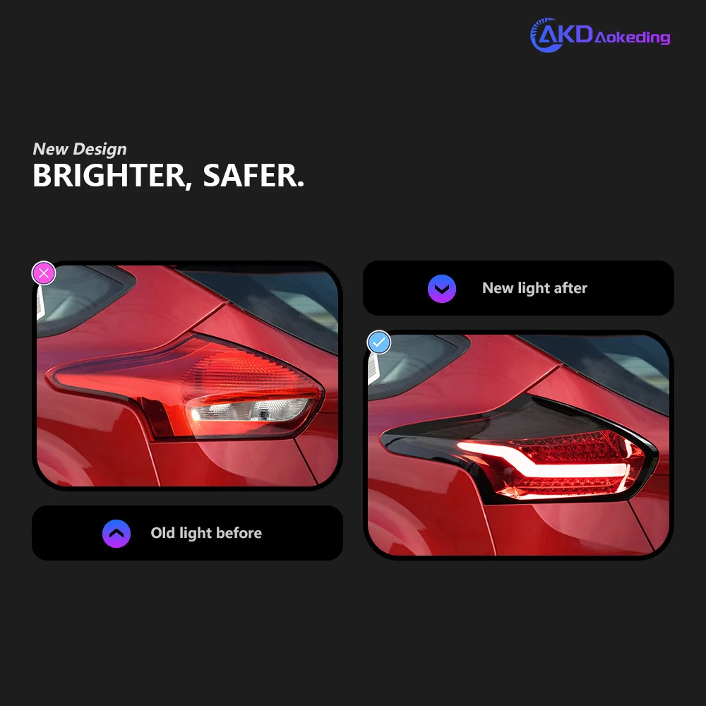 AKD Tail Lamp for Ford Focus LED Tail Light 2015-2018 Focus Rear Fog Brake Turn Signal Automotive Accessories