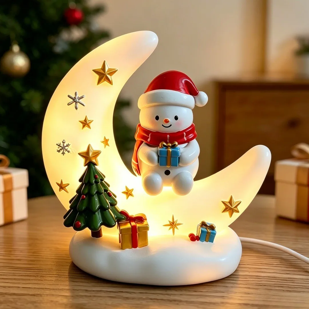 Christmas Moon Santa Claus Reindeer Snowman Home Decoration Crafts Ornaments Gifts
