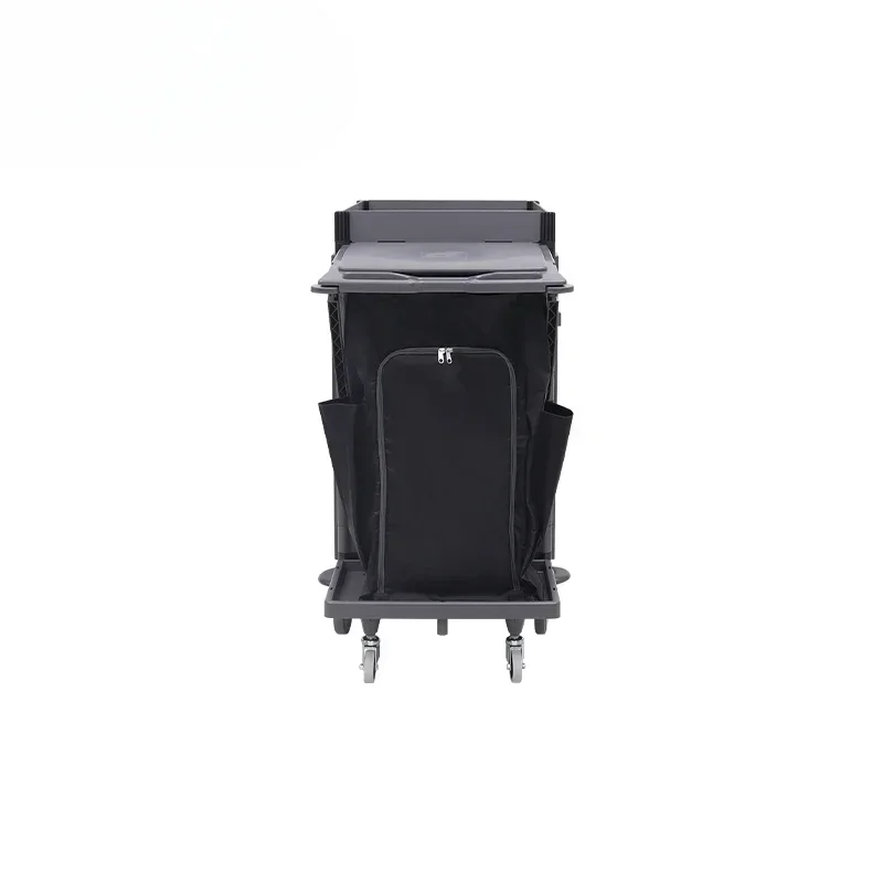 Dark grey room attendant plastic housekeeping hotel laundry cart trolley with wheels