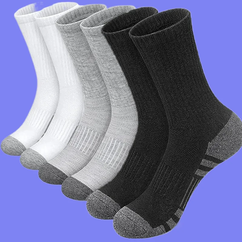 6 Pairs Men\'s Outdoor Gym Socks High Quality Comfortable Soft Ground-Gripping Football Large Size New Style Socks