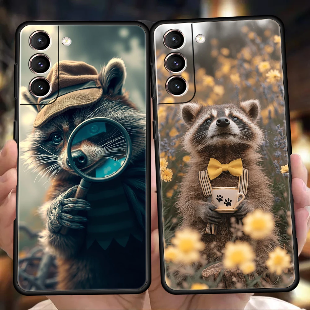 Custodia per telefono per Samsung Galaxy S25 S24 S23 S22 S20 S21 FE Ultra S25 Edge S10 Plus 5G Custodia morbida in TPU Mapache Fundas Capa Bag