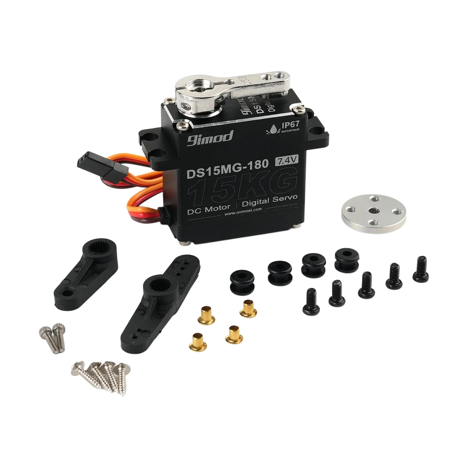 DS15MG – servomoteur numérique 15KG, 7.4V, Angle de 270/180 degrés, engrenages métalliques contrôlables, fonctions de puissance, pièces pour voiture/Robot