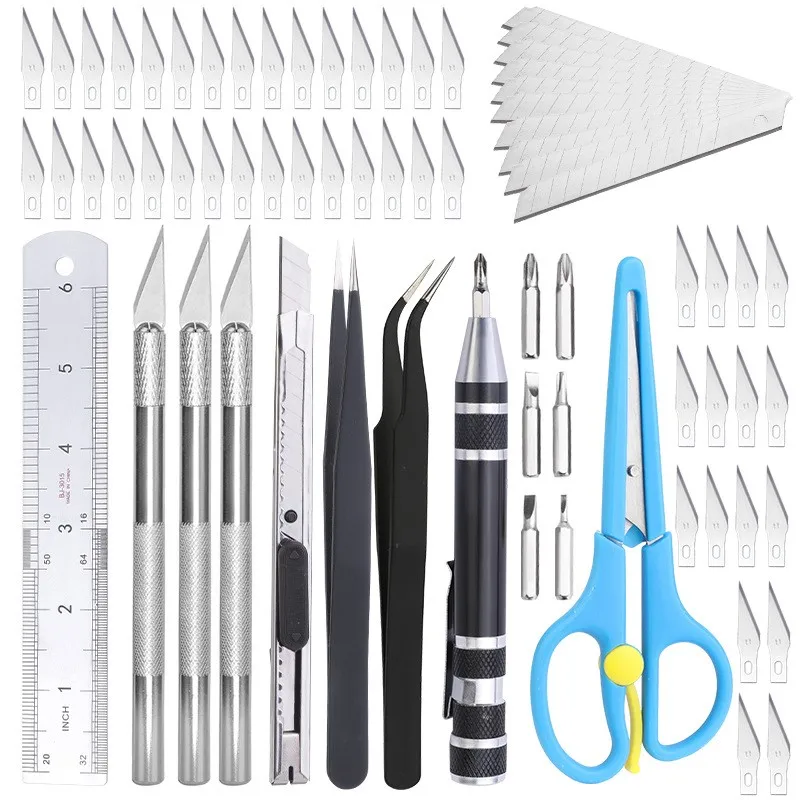 1set/112pcs  Metal Carving Scalpel Knife Tools Kit Anti-Slip Blades Engraving Craft Craft knives DIY Hobby Repair Hand Tools