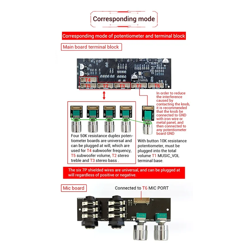 -AM100F Lead Type KTV Microphone Audio System 2.1 Channel Bluetooth Power Amplifier Board 50+50+100W