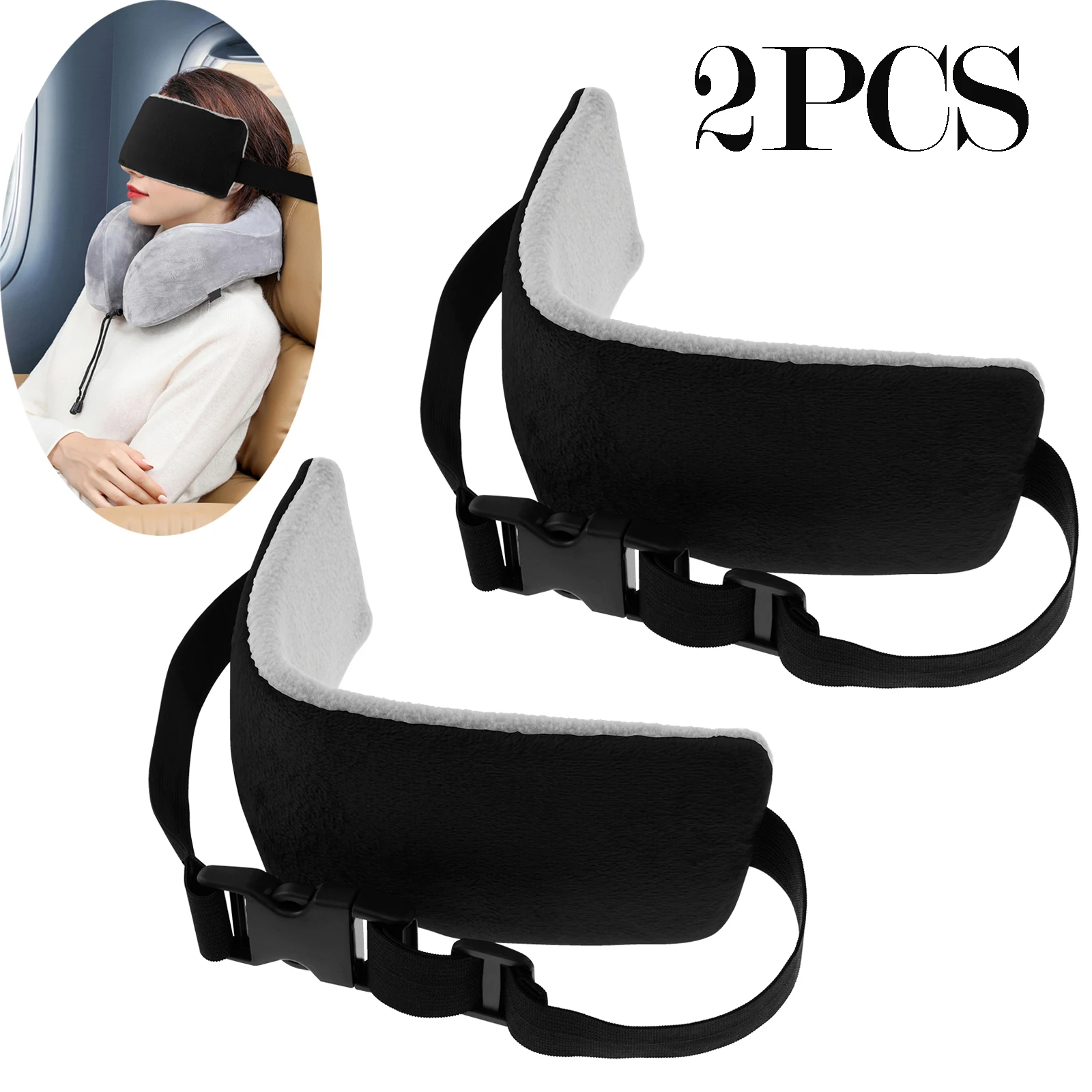 

2PCS/Set Travel Pillow Alternative Stops Head Bobbing Airplane Head Straps and Car Head Support Band Great on Travel Upright