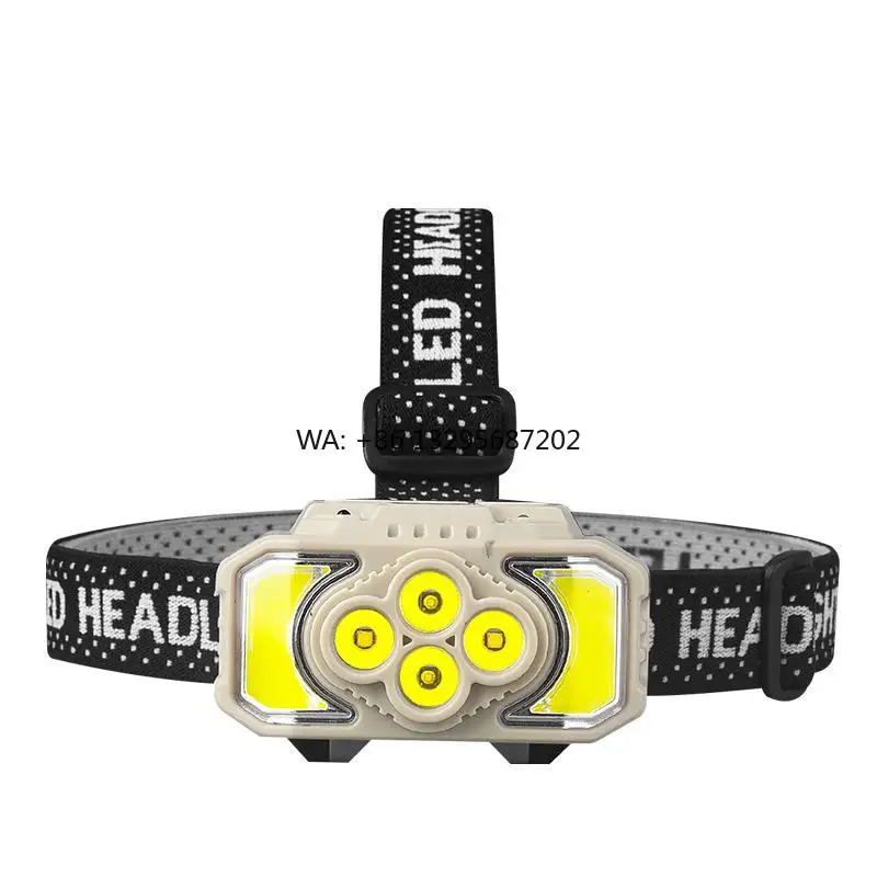 

Type C Rechargeable White & Red Light Color Headlamp 500 Lumen Head Torch Sensor Function With Power Display for Camping