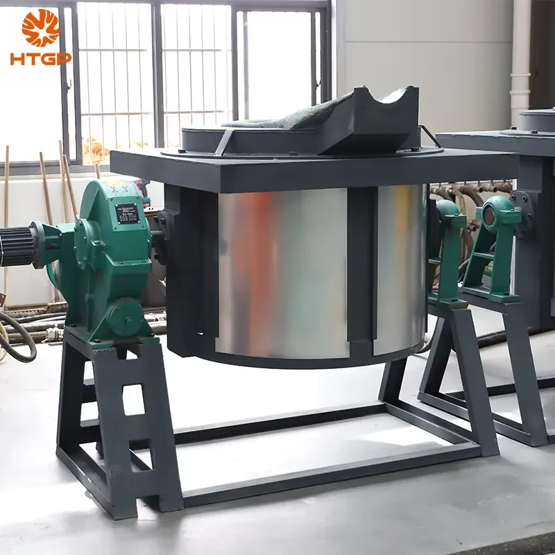 2026 Hot HTGP Hydraulic Tilting Industrial Machine Casting Brass Smelting Scrap Copper Aluminum Igbt Induction Melting