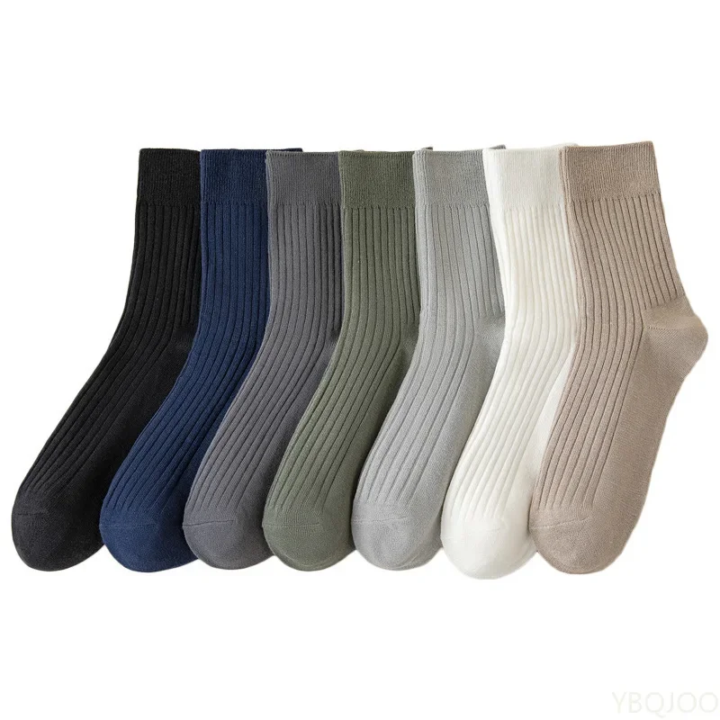 

7 pairs of men's pure cotton mid tube socks for sports sweat absorption odor prevention autumn winter all cotton casual socks