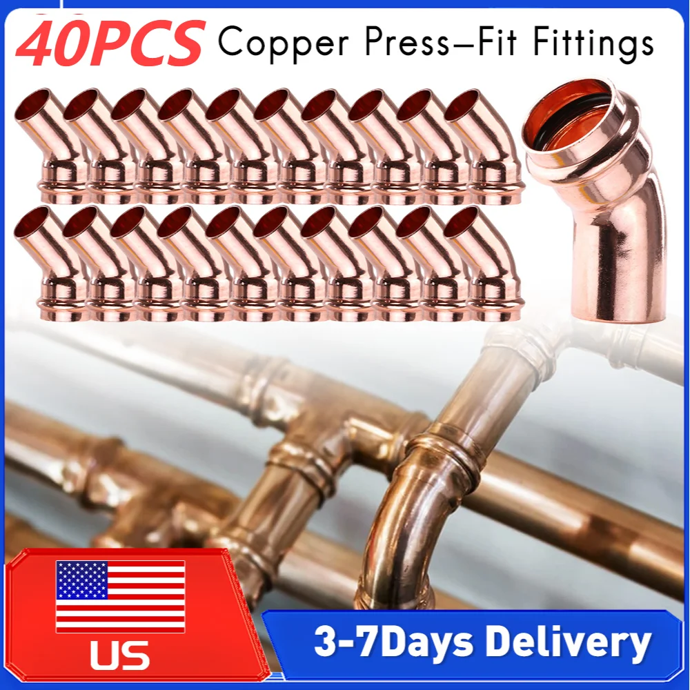 

40 шт. фиолетовых медных фитингов V-образной формы под 45 градусов, герметичные пресс-фитинги для сварки, универсальные соединители для домашней сантехники ﻿