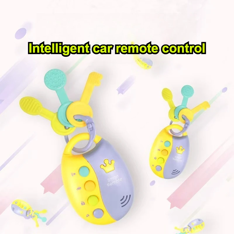 Infant and Toddler Simulation Car Key Toy Baby Teething Glue Music Remote Control Early Education Cognitive Toy Safety Material