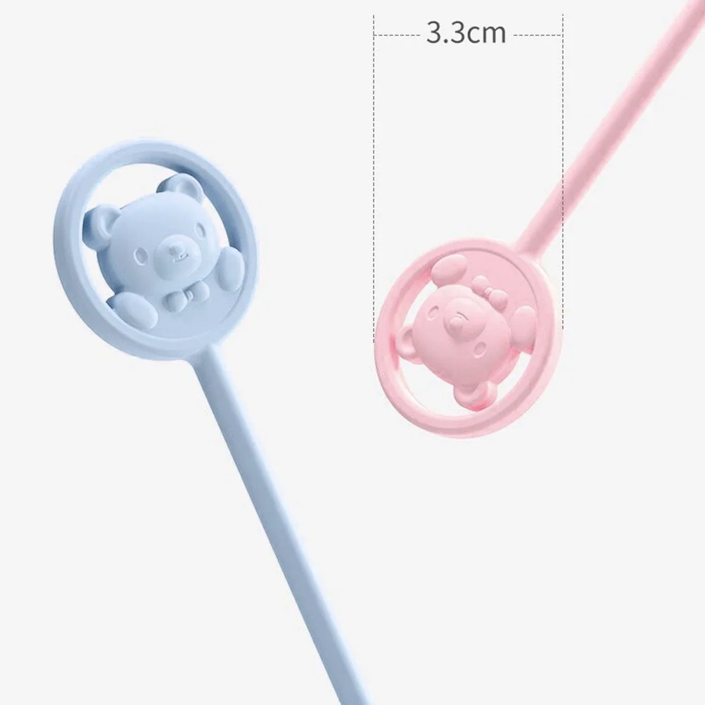 

2pcs Silicone Stirring Sticks For Milk Cartoon Bear Mixing Rod Temperature Sensing Tip V-Shaped Scraper Anti-Lost