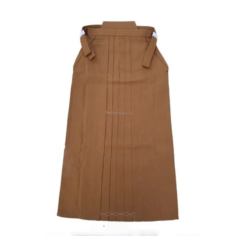 High Quality Brown Canvas Hakama Japanese Traditional Kimono Men's Trousers Kendo Iaido Taido Aikido Jodo Ryu-te Kyūdō Pants