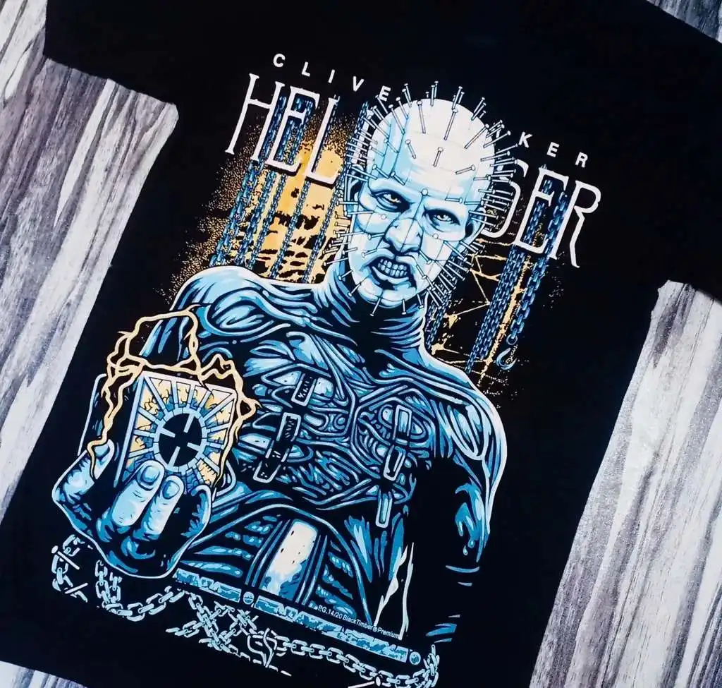 Hellraiser Clive Barker Pinhead Horror Movie Graphic T-Shirt Cotton Men Women Streetwear Tee