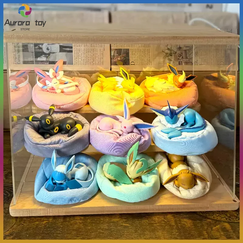 

Original Pikachu Eevee Sleeping Style Blind Box Vaporeon Sylveon Leafeon Cute Doll Desktop Collectible Ornament Toys Gift