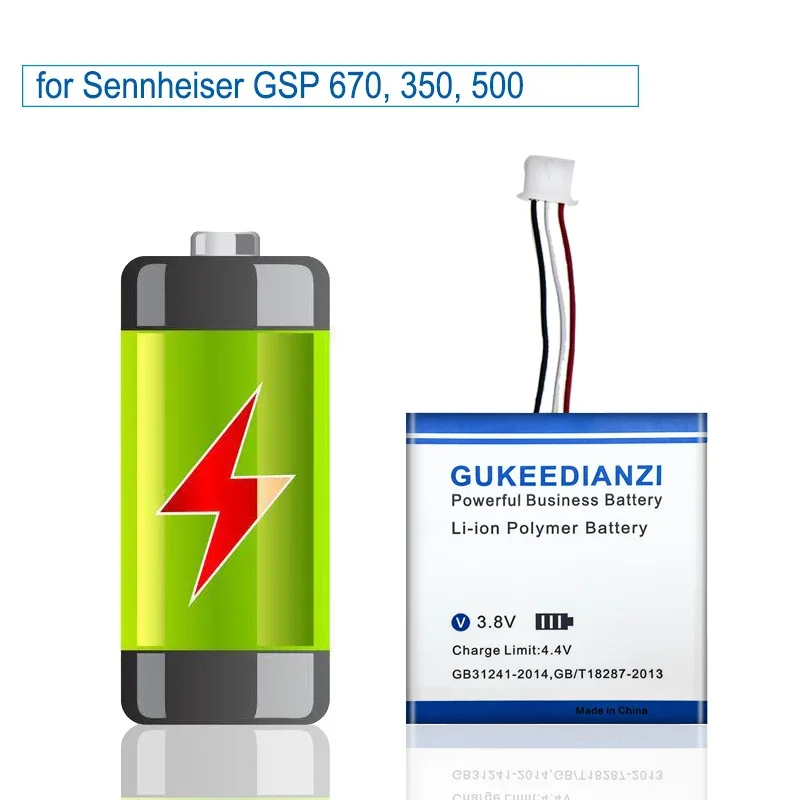 AHB552826TPC-2 530mAh High Capacity Gaming Headset Battery For Sennheiser GSP 670, 350, 500